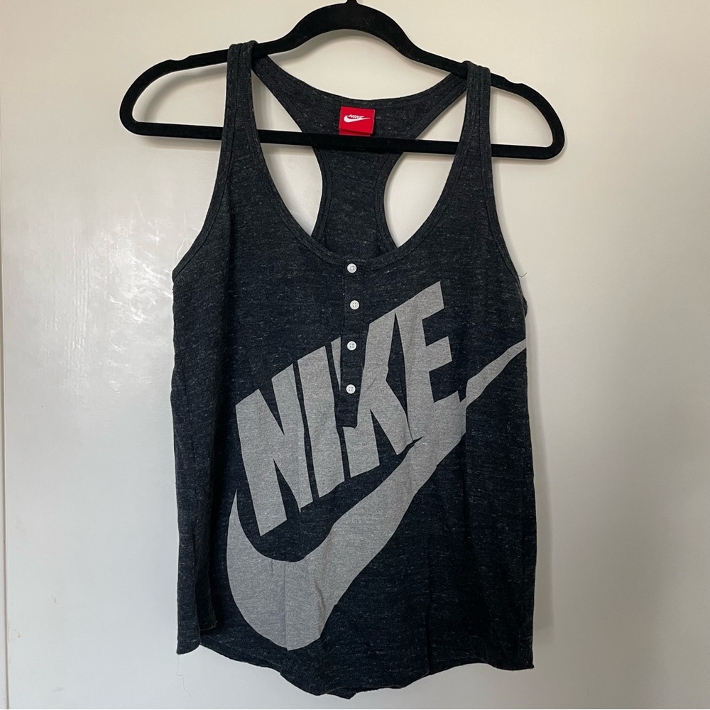 Nike Racerback tank in dark heather gray size M